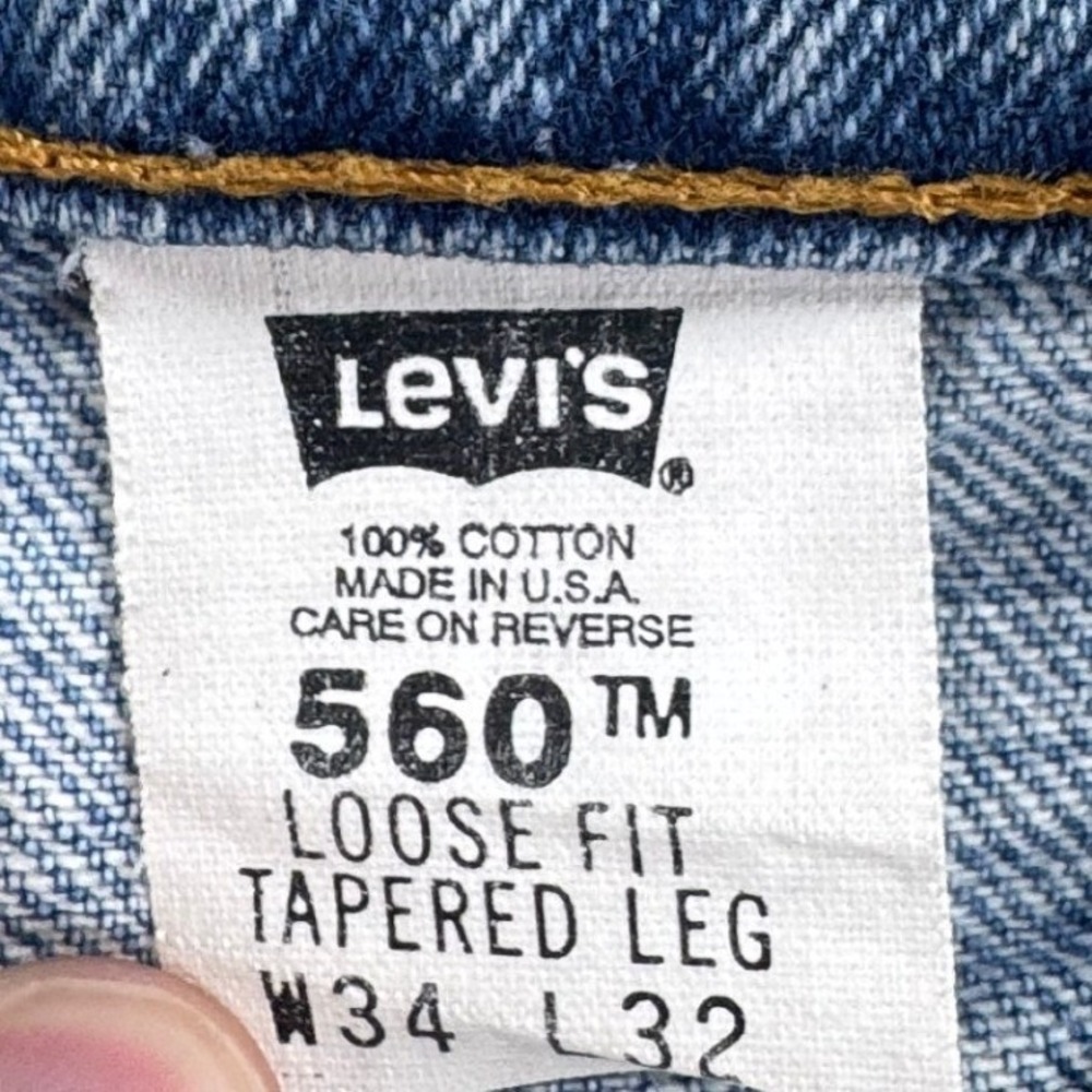 Vintage Levis 560 Loose Fit Tapered Leg Jeans Mens 34x32 Blue Made in USA 90s - Picture 8 of 12